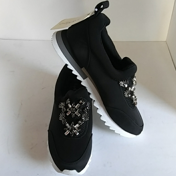 Women's Black Slip On W Rhinestones - Picture 4 of 8